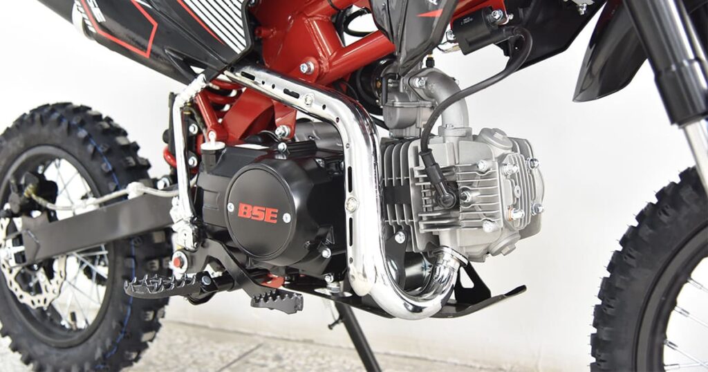dirt bike engine on a professional racing motorcycle