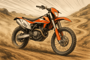350cc dirt bike navigating mixed terrain showcasing handling capabilities and speed performance
